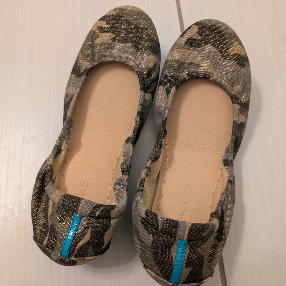 Tieks Camouflage Camo Canvas Ballet Flats Size 9 - Picture 3 of 10